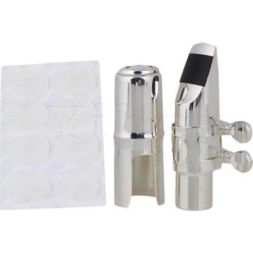 Yibuy Silver Mouthpiece with Cap and Ligature #6 and 8 Pieces Mouthpiece Pads