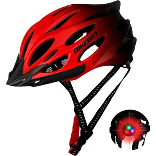 Unisex Gradient Cycling Helmet With Light Bike Ultralight Helmet Intergrally-molded Mountain Road Bike Bicycle MTB Safe Helmet