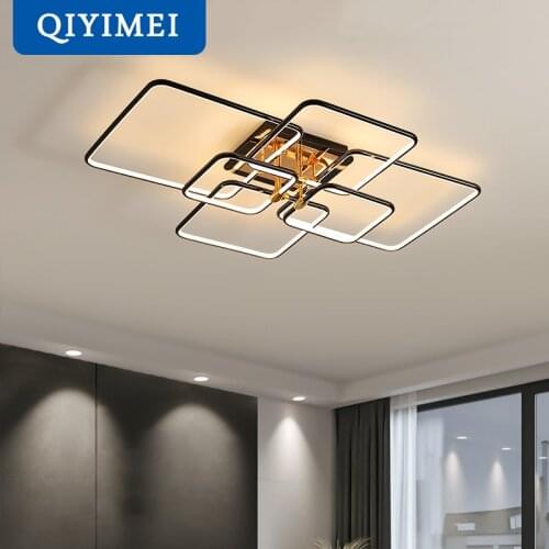 Modern Chandelier Flush Mount For Bedroom, Hallway, Kitchen, Living Room, Bar ,Gold Black Plating indoor Lighting Dimmable Lamps