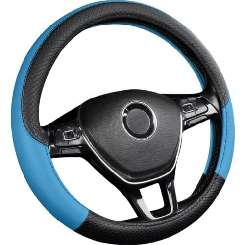 Universal Car PU Leather Steering-Wheel Covers Anti-slip Skidproof Durable 38CM/15" Dynamic Fibre Handmade Steering Wheel Cover