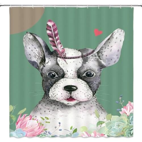 Lovely Cartoon Dog Shower Curtain Bathroom Waterproof Children Shower Curtain Polyester Fabric 180x180 Home Decor with 12 Hook