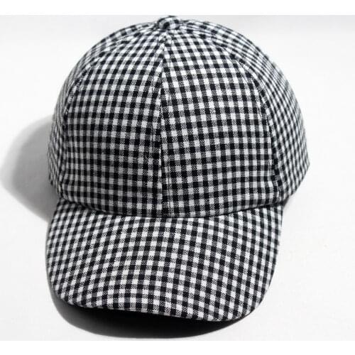 Vintage white black plaid hat womens cap summer Autumn baseball cap ladies