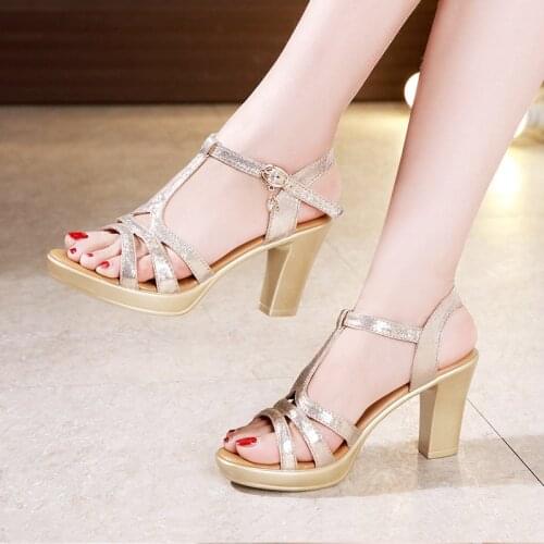 Plus Size 32-43 Platform Sandals Women Wedding Shoes Summer 2020 Gold High Heels Gladiator Sandals Elegant Party Office Sandals