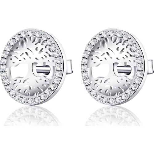 Tree Earrings 925 Sterling Silver Earrings Trees of Life Stud Earrings For Women Simple Earrings for Girls Fine Handmade Jewelry