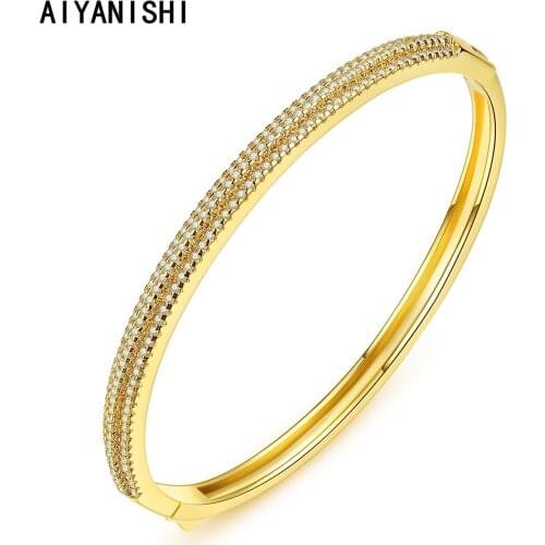 AIYANISHI 18K Gold Filled Tennis Bracelets Iced Out 4mm Lover Bangle Wedding Bracelet For Women Tennis Bracelet Jewelry Gifts