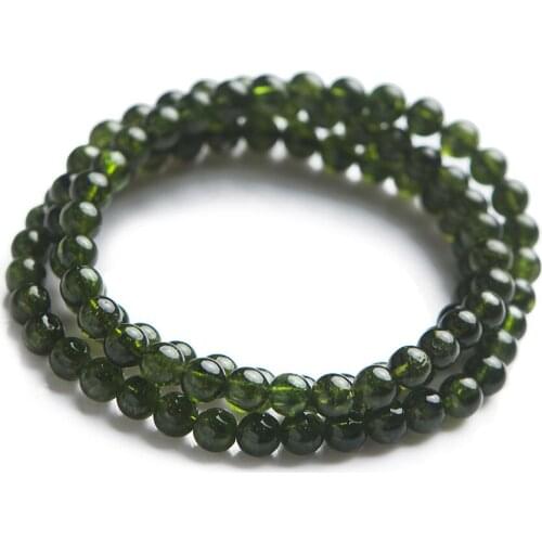 6mm Genuine Green Natural Diopside Bracelets For Women Men Stretch Crystal Round Bead Bracelet AAAA