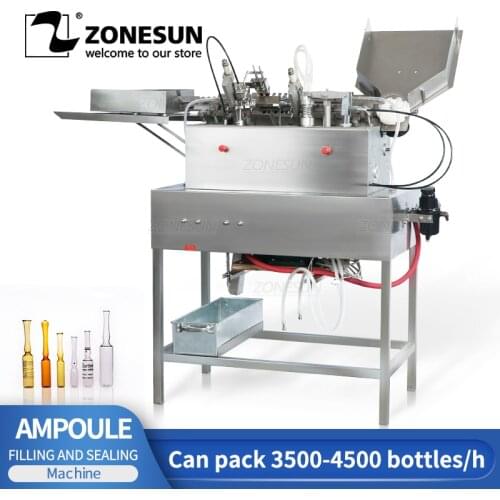 ZONESUN ZS-FSABS2 Automatic 1ml 2ml 5ml 10ml 20ml Small Ampoule Bottles Liquid Filling and Sealing Machine