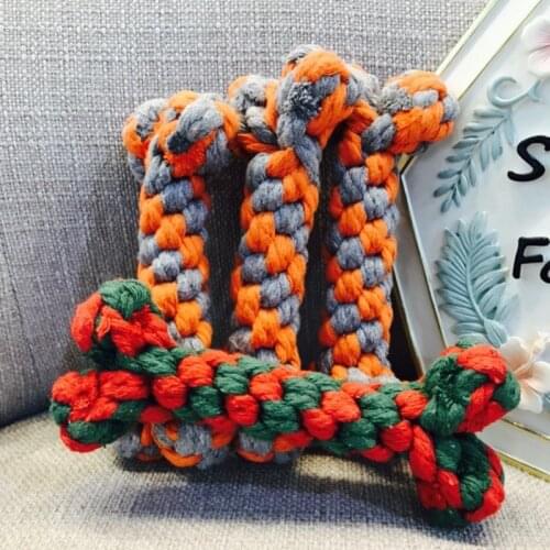 1 pcs Pet Dog Toys Puppy Dog Cotton Chew Knot Toy Durable Braided Bone Rope Funny Interactive tools Random Color