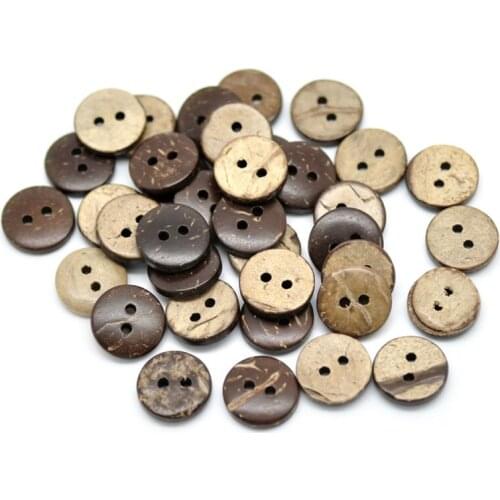 Coconut Shell Sewing Buttons Scrapbooking 2 Holes Round Brown 13mm( 4/8") Dia, 200 PCs