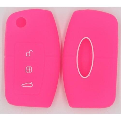 4PC Silicone Car Key Case Cover for Ford Mondeo Focus Fiesta Kuga C-Max S-Max MK3 Replacement Auto 3 Buttons Key Protector