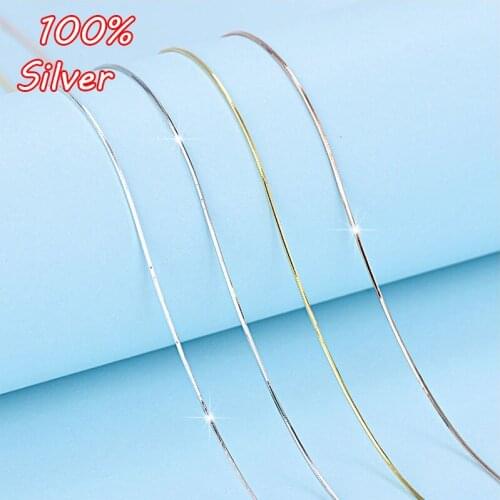 45cm S925 Sterling Silver Color Necklace ingot Clavicle Chain With Wholesale anti-allergic Does Not fade