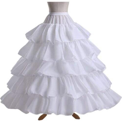 Ball Gown 4 Hoops 5Layers Full Crinoline Ruffles Bridal Wedding Dresses Petticoat Underskirts Slips Women Wedding Accessories