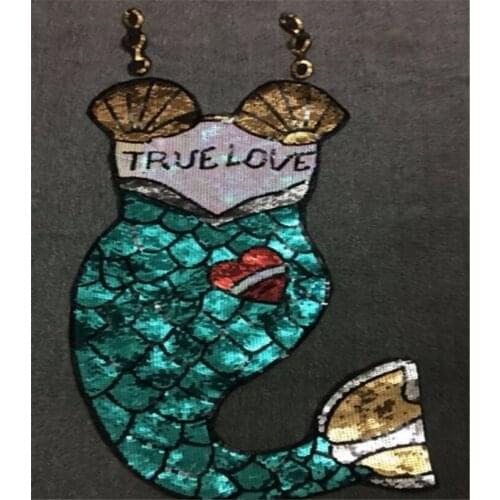 Big size sea-maid sequines patches sewing on garment accessories decoration stick embroidery applique patches for clothing