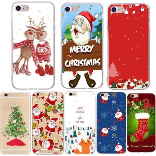 Phone Case For iPhone XS Max Cute Cartoon Christmas Santa Claus Elk Soft Silicon For iPhone 5 5S SE 6 6s 7 8 Plus X XR Cover