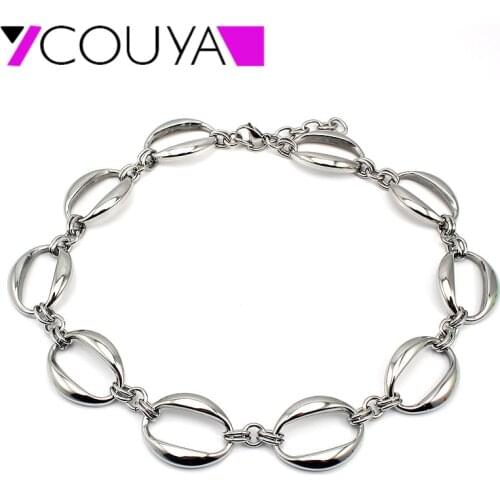 COUYA 2017 new fashion stainless steel jewelry Oval shape silver color necklace for women free shipping