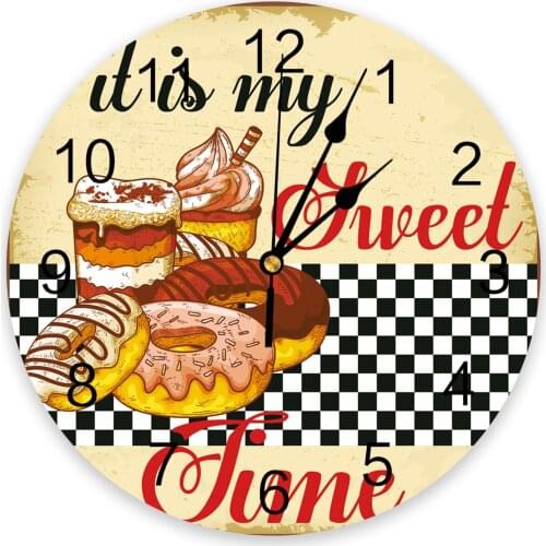 Dessert Food Donut Lattice Wall Clock For Modern Home Decoration Teen Room Living Room Needle Hanging Watch Table Clock