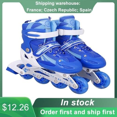 Children Roller Skates Shoes 4 Wheel Skating Shoes Adjustable Size For Boys Girls Outdoor Roller Double Row Gift Non Slip Shoes