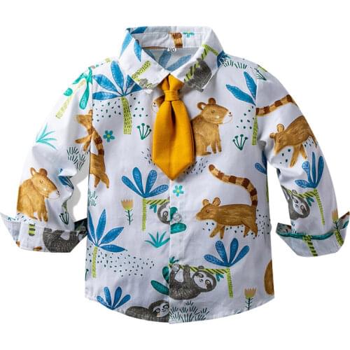 Spring Autumn Kids Shirts Boys Girls Shirts Long Sleeve Cartoon Print Kids Clothes Casual Cotton Shirts Childrens Clothing