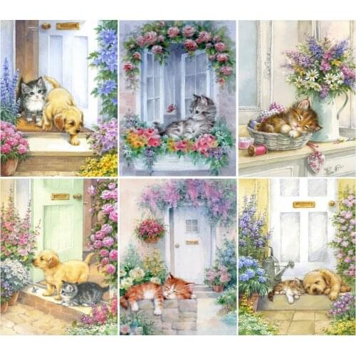 DIY 5D Diamond Painting Animals Garden Cat Cross Stitch Kit Full Drill Embroidery Mosaic Art Picture Of Rhinestones Gift Decor
