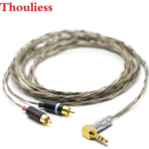 Thouliess DIY HIFI 3.5mm to 2 RCA Male Cable Nordost Odin Siver-plated 3.5mm to Double rca Male Audio Aux Cable