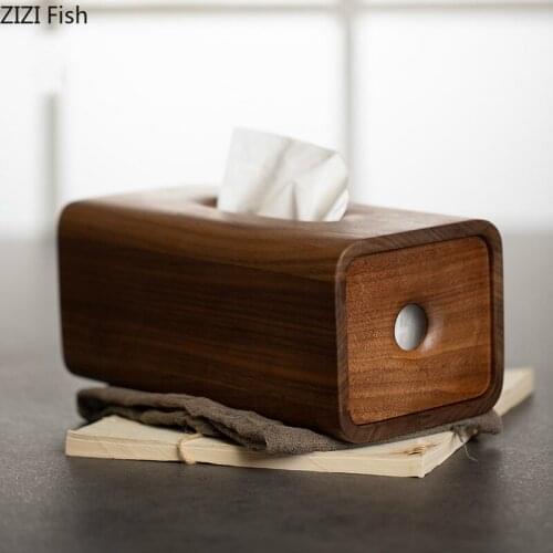 Retro Bamboo Tissue Box for Home Office Desktop Wooden Paper Towel Box Hotel Napkin Wood Holder Household Type Canister