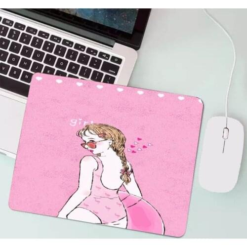 Pink beautiful girl heart cartoon mouse pad small cute office non-slip creative desk pad mouse pad anime mouse pad small mouse p