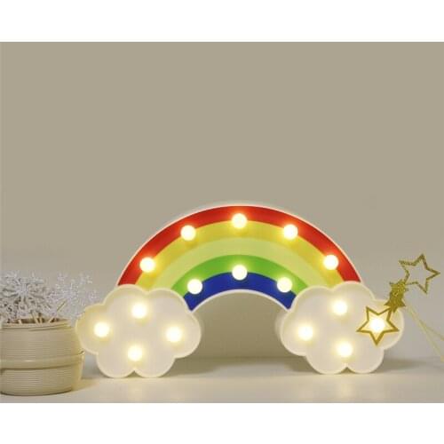 Cute Rainbow LED Night Light Home Kids Bedroom Decoration Lamp Indoor Lighting Table Wall Decor Lamp Lights Indoor Decor