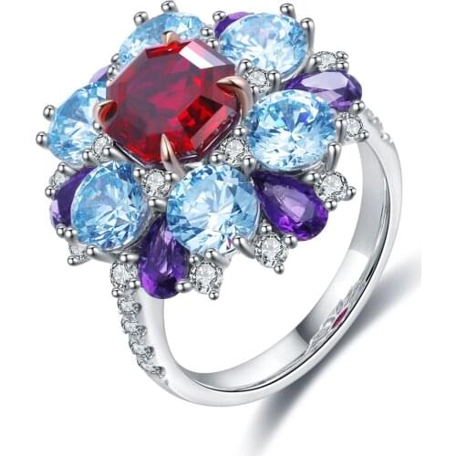 Trendy Fashion Golden Jewelry High Quality Lab Created Pigeon Blood Ruby Gold Rings For Women