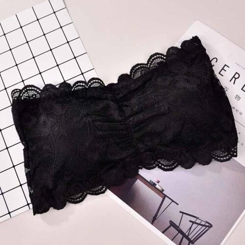 Fashion Solid Color Women Lace Invisible Bra Sexy Antiskid Lingerie Women Brassiere Tube Top Strapless Push Up Crop Top