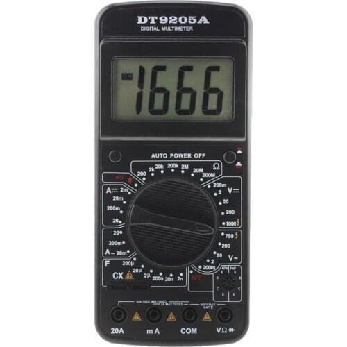 DT9205A AC DC LCD Display Electric Multimeter Handheld Tester Meter Digital Multimetro Ammeter Multitester
