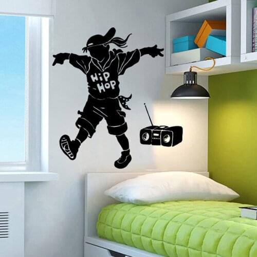 Hip Hop Dancer Wall Stickers For Kids Rooms Boys Bedroom Home Decor Nursery Wall Stickers Vinilos Paredes Mural Art Vinyl A284