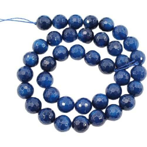 APDGG Natural 10MM Blue Round Faceted Agate Beads Gemstone 15.5" Strand For Necklace Bracelet Jewelry Making DIY