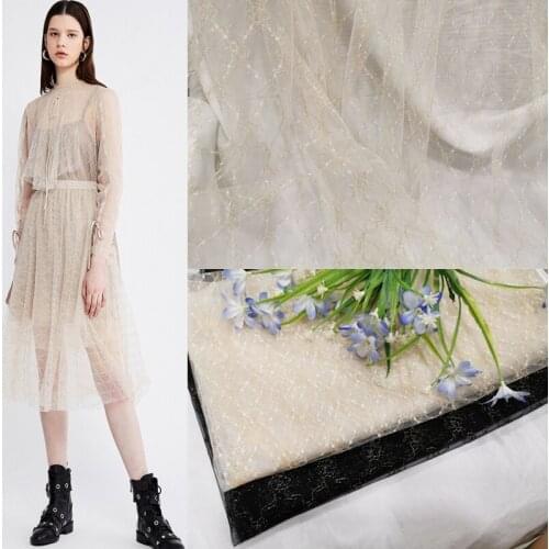 LASUI 2019 NEW 3 meters =1 piece soft, skin-friendly gold silk mesh Lace fabric hollow fabric DIY Dress skirt C0339