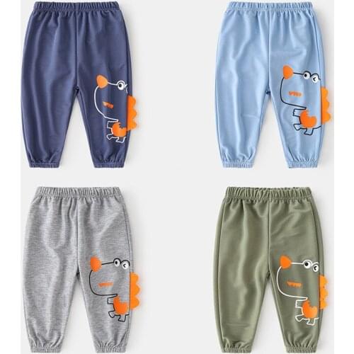 New 2021 Boys Fashion Pants Spring Summer Cartoon Dinosaur Sweatpants Kids Children Casual Harem Pants Cotton Sports Trousers