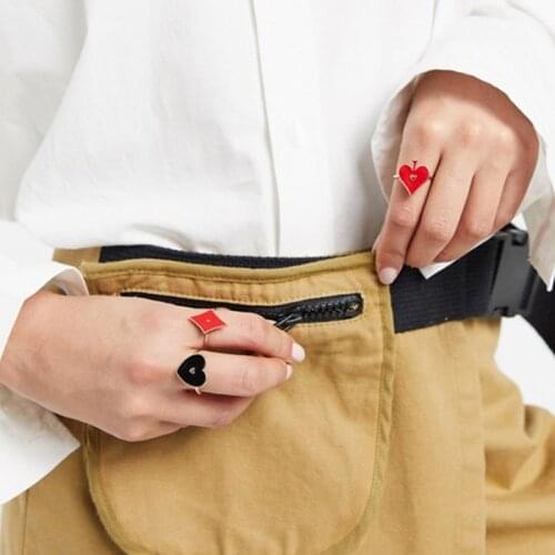 Timlee R050 Japan Korea New Sweet Popular Drip Oil Poker Heart Alloy Finger Rings,Fashion Jewelry wholesale