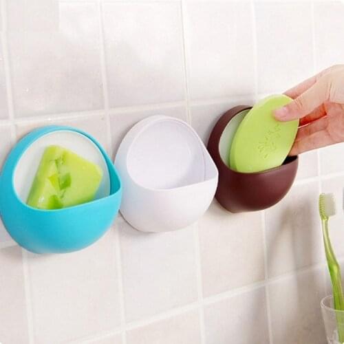 Plastic Suction Cup Soap Toothbrush Box Dish Holder Bathroom Shower Accessory Kitchen Cleaning Cloth Storage Shelves