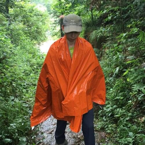 Camping Portable Waterproof Emergency Blanket First Aid Survival Rescue Curtain Life-Saving Tent Outdoor Survive Orange Tool