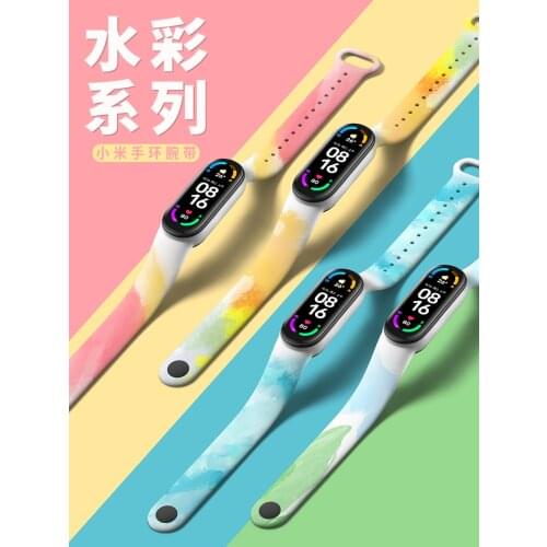 For Mi Band 6 5 4 3 Strap Silicone Trend Printing Blet Pattern XiaoMI 5 6 4 Watch Band Bracelet Smart Sports Fitness Wristband