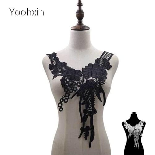 Luxury flower embroidery DIY lace collar Fabric Sewing ribbon trim Applique neckline craft cloth dress Wedding home textile