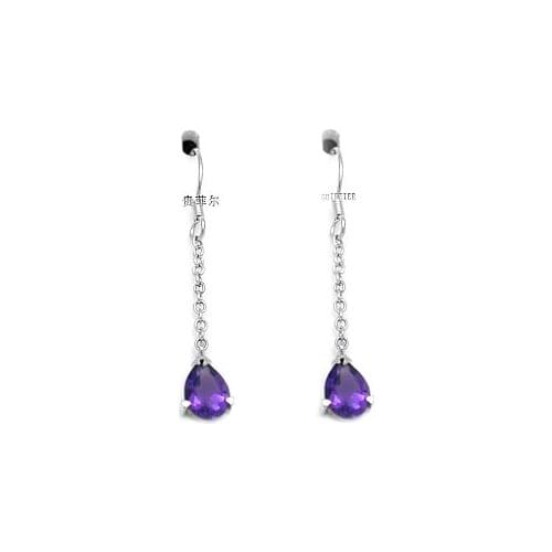 CoLife Jewelry Simple Silver Hook Earrings for Party 5mm*7mm Natural Amethyst Drop Earrings 925 Silver Amethyst Eardrop