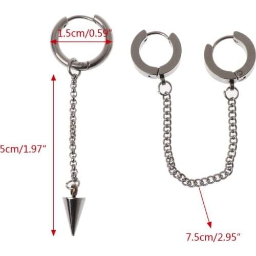 2021 New KPOP Korean Idols Male Long Tassel Punk Earring Hip Hop Stainless Steel Jewelry