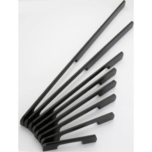 96mm-600mm Long Cabinet Door Handle Modern Minimalist black silver Handles Drawer Wardrobe Knob Cabinet Pulls Aluminum Alloy