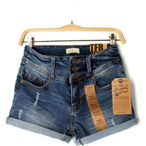 High Quality Women Summer Shorts Denim Jeans Sexy High-Waist Skinny Fit Stretchy Cotton Ripped Hole Girl Casual Hot Short J3146