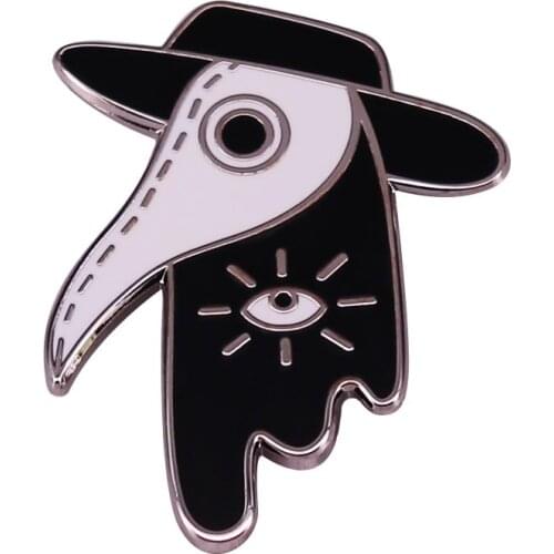 Bird-beaked Mask Pin with Gothic Witchy Eye Badge