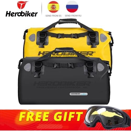 RU/ES Warehouse! HEROBIKER 45L Motorcycle Bag Waterproof Motorcycle Backpack Helmet Bag Motorcycle Tail Bag Luggage Tank Bags