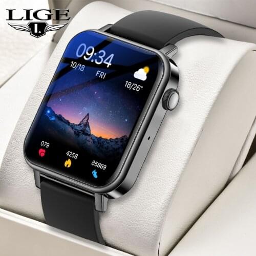 LIGE Mens Smart Watch Heart Rate Monitor Sports Fitness Tracker Women Smartwatch Men Custom Dial Smart Bracelet For Android IOS