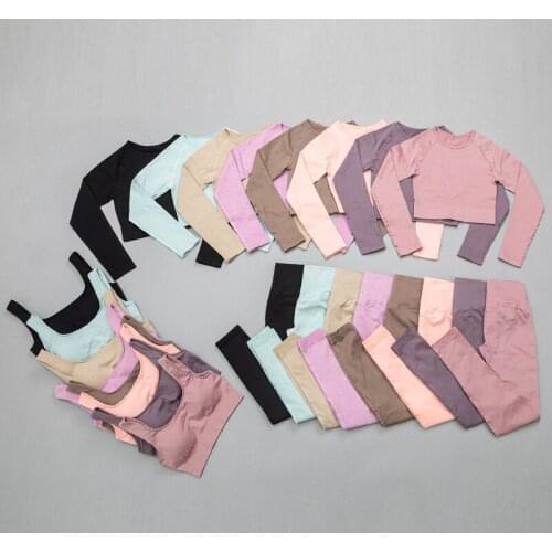 High Waist Sports Legging Gym Womens sportswear Seamless Fitness Women Yoga Suit High Stretchy Workout Set Padded Sports Bra