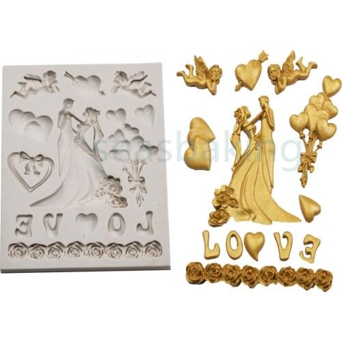 Valentines Day Love Wreath Silicone Mold Fondant Cake Chocolate 3D Loving Heart Shape Fondant Cake Mold