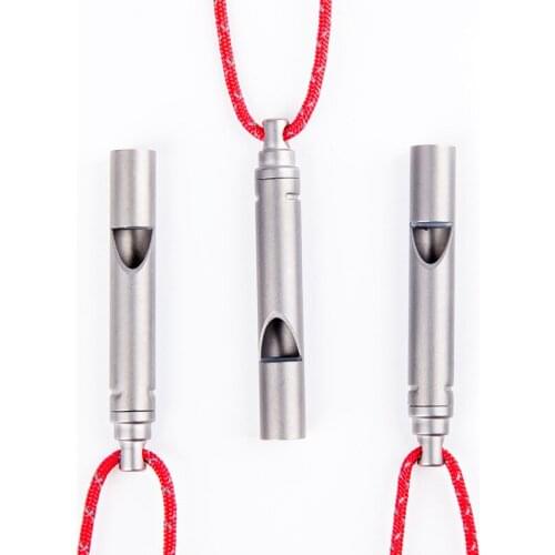 1PC Outdoor High Decibel Pure Titanium Whistle with Cord Emergency Hiking Camping Whistle Portable Survival Tools Accessories