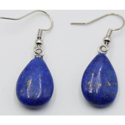 Tear Water Drop Purple crystal Opal Crystal Lazuli Beads Hook Dangle Natural Stone Pendant Earrings Handmade Women Jewelry